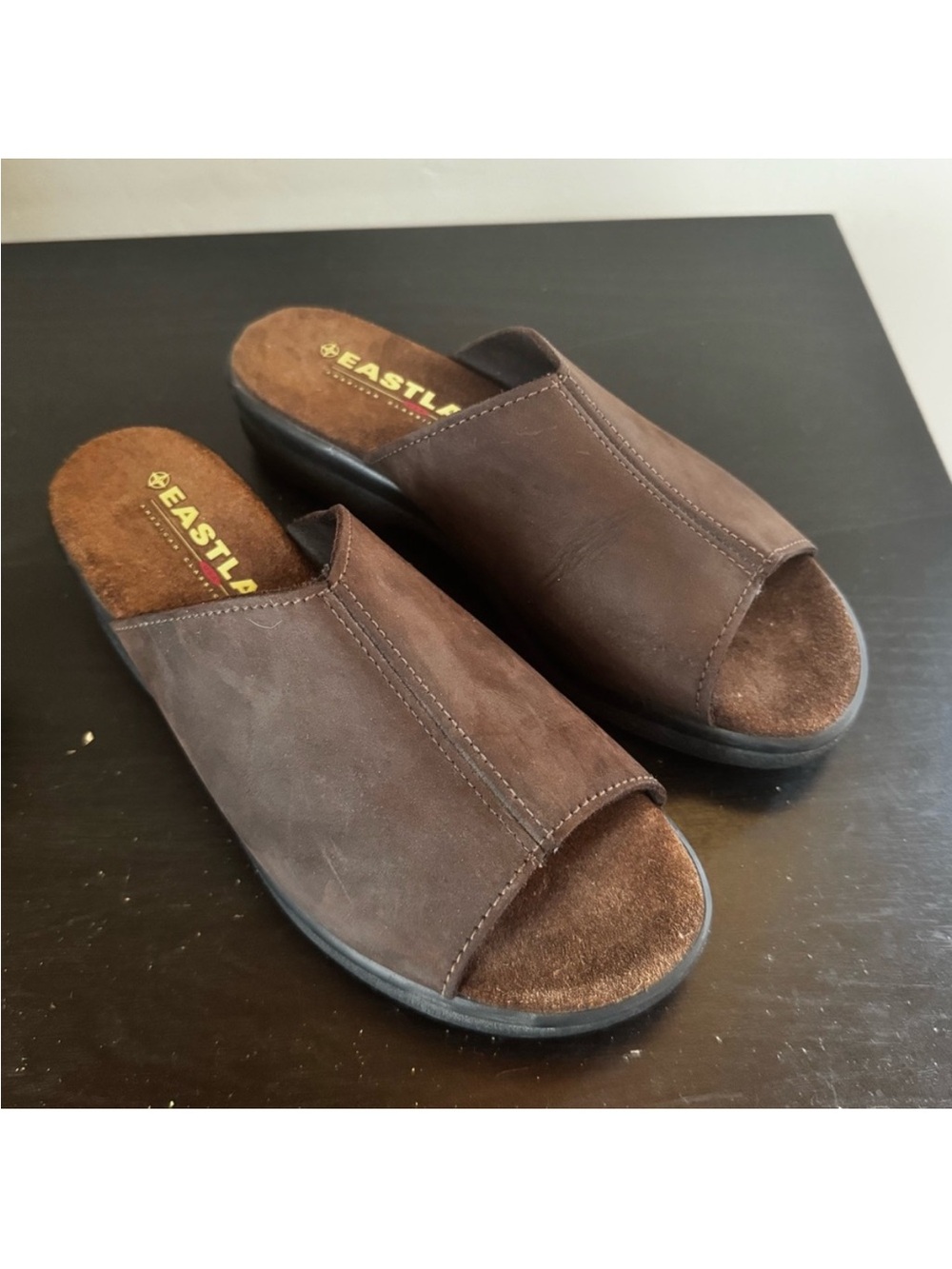 Eastland Brown Leather Slide Sandals Slip Ons